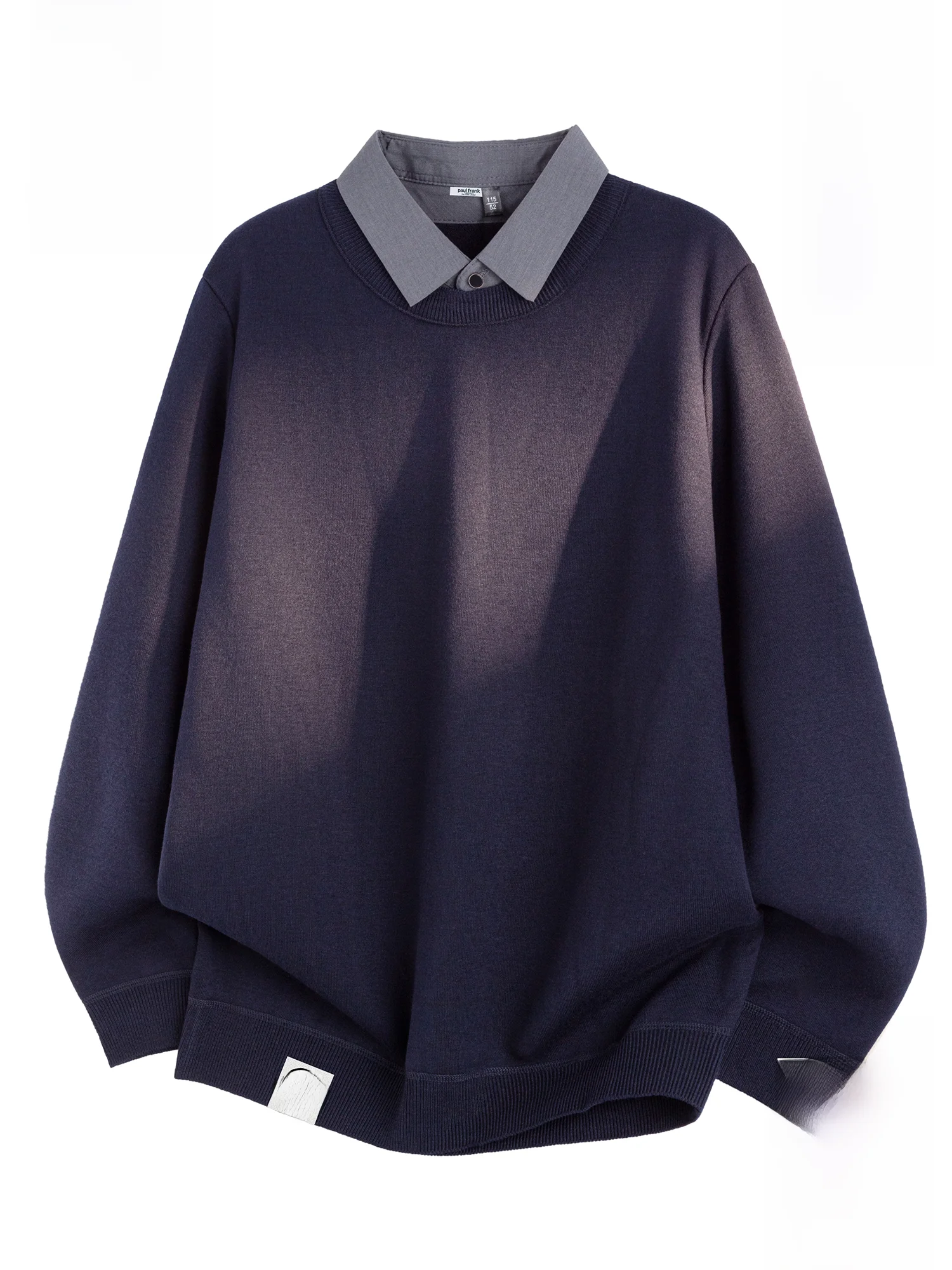 

Мужской вязаный свитер Paul Frank: теплый, повседневный, свободный крой, имитация двухслойности, зимний, модный, из утолщенной смесовой ткани, комфортный.