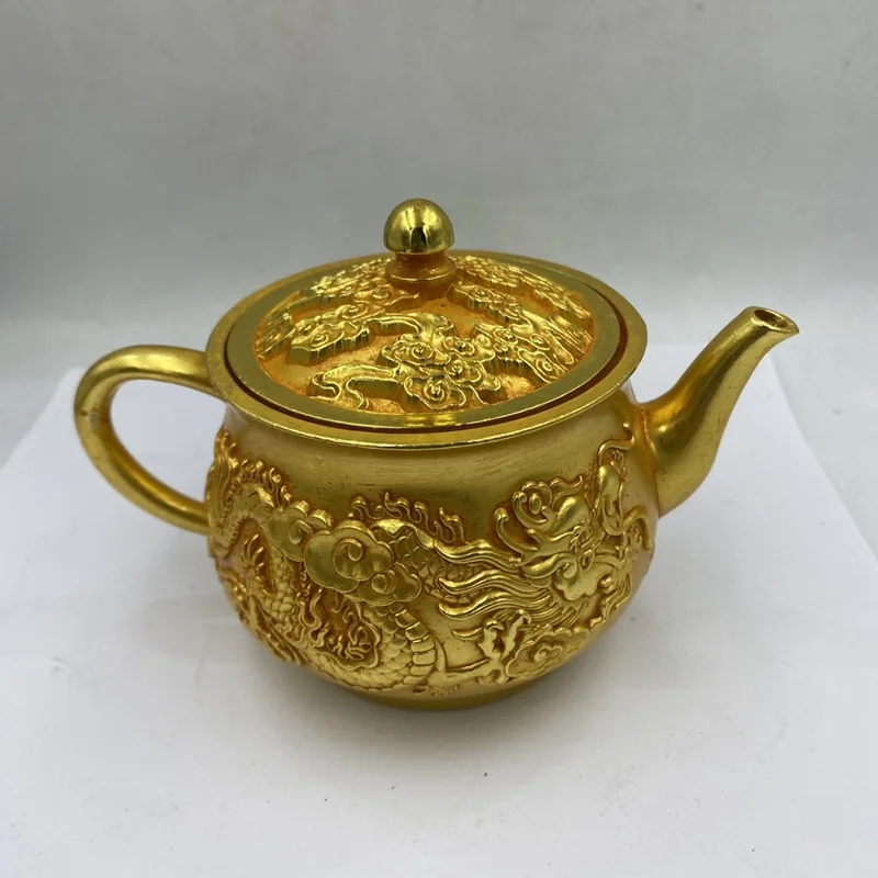 Miscellaneous Collection Qing Dynasty Qianlong Period Gilt Dragon and Phoenix Tea Pot Fulu Long Spout Teapot