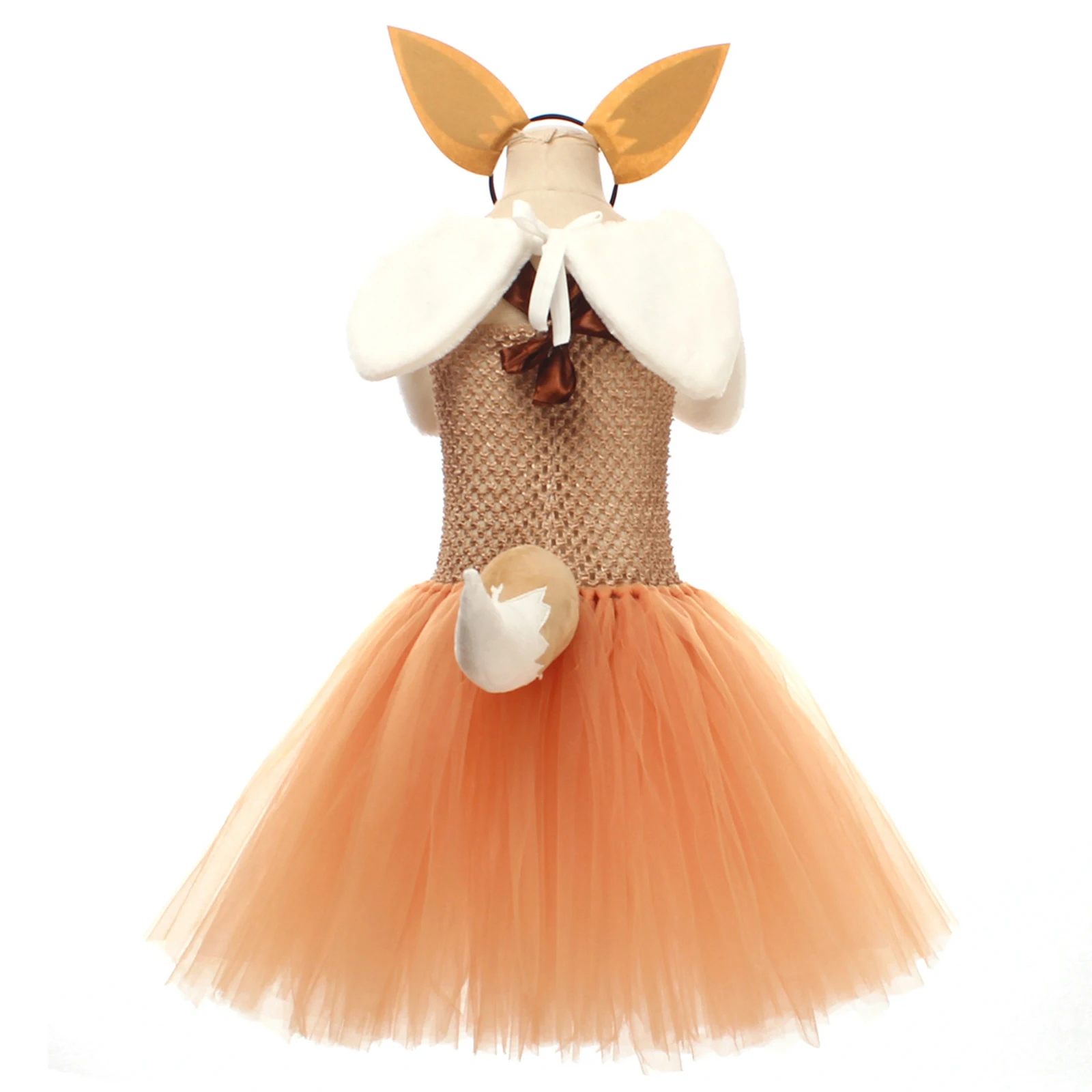 زي ثعلب الهالوين للفتيات الصغيرات، فستان لطيف من التول مع عصابة رأس وذيل لملابس الأطفال الصغار والحفلات التنكرية والعطلات #2