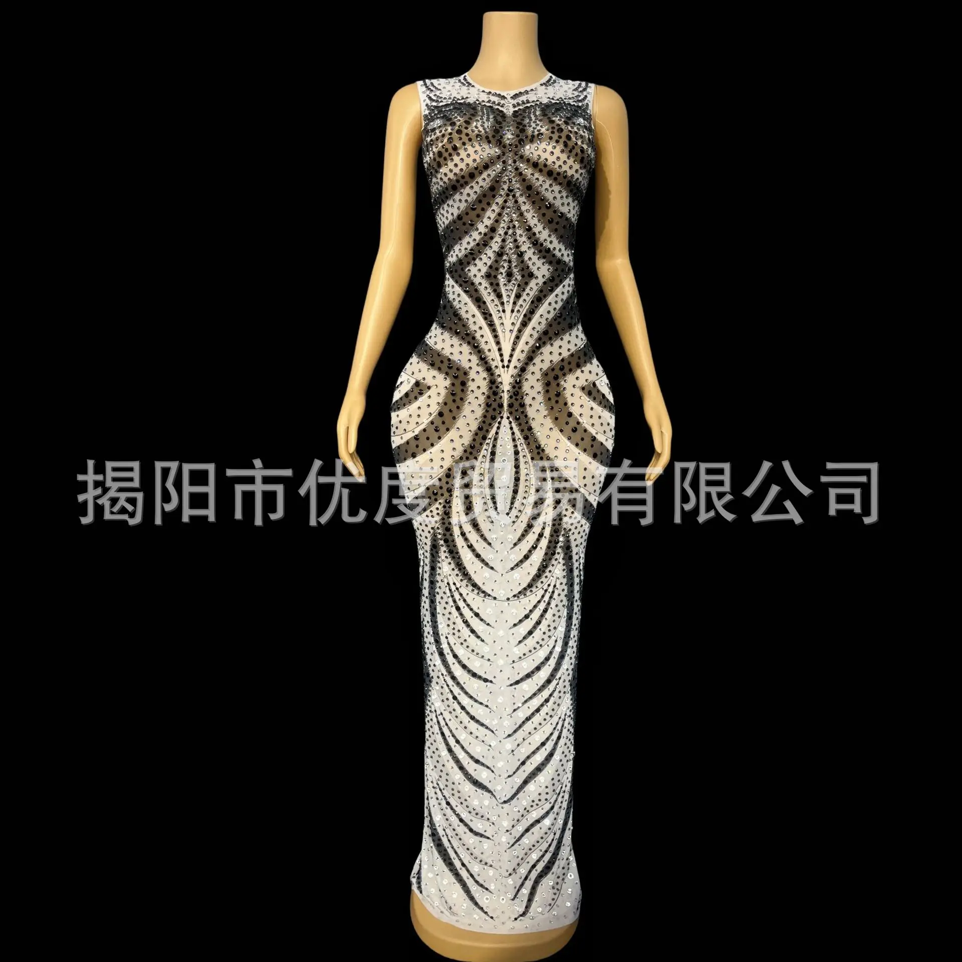 Tijger mesh strass jurk verjaardagsfeestje witte tijgerhuid vestidos para mujer elegantes vestidos de fiesta elegante Nakonador