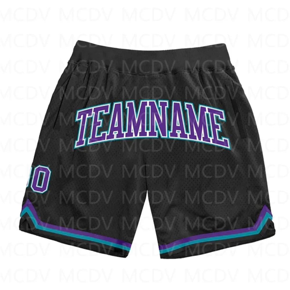 Custom Black Purple-Gold Authentic Throwback Basketball Shorts  3D All Over Printed Men's Shorts Quick Drying Beach Shorts