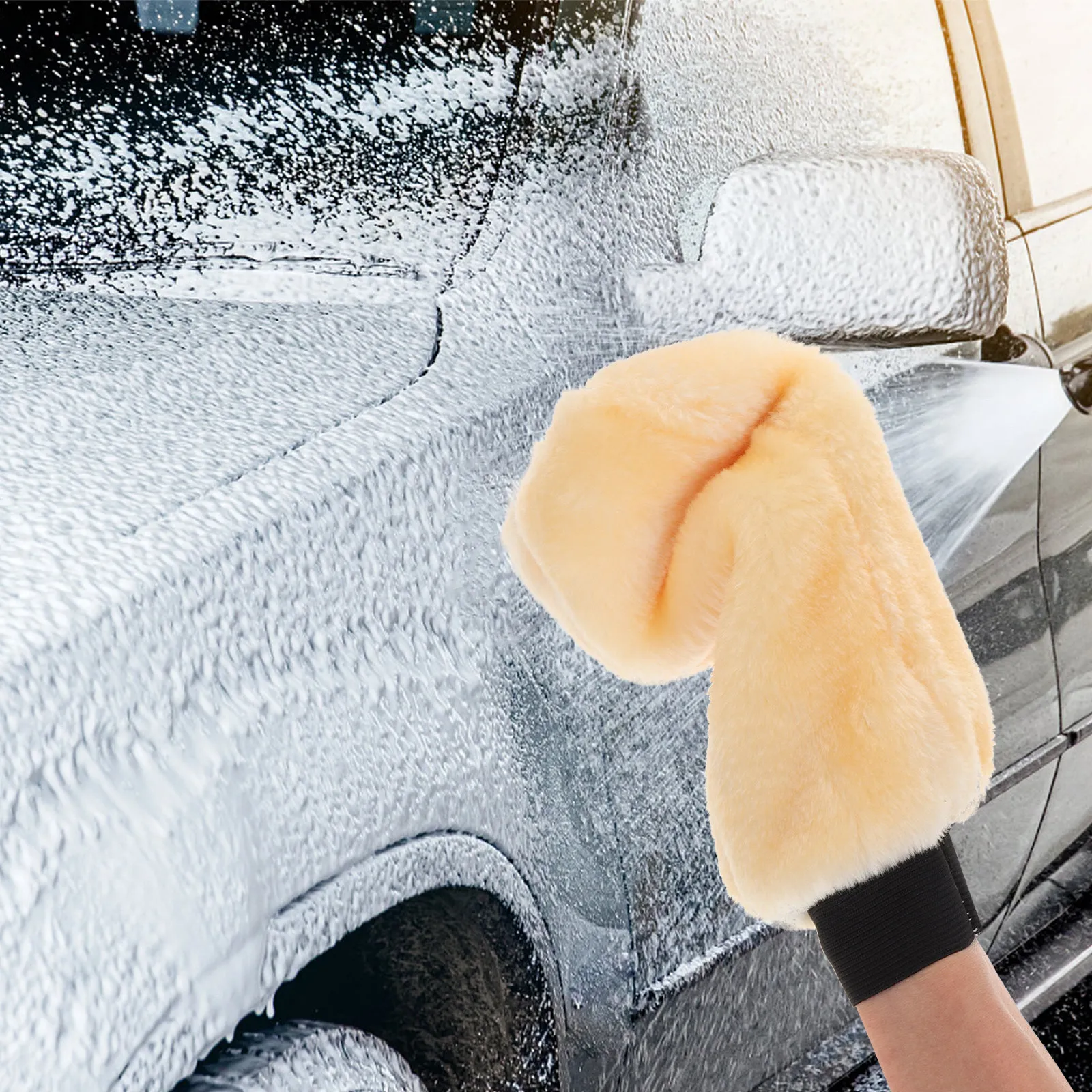 2Pcs Car Washing Gloves Thick Design Buffing Pad Wash Mitts Car Dusting Polishing Gloves for Vehicle