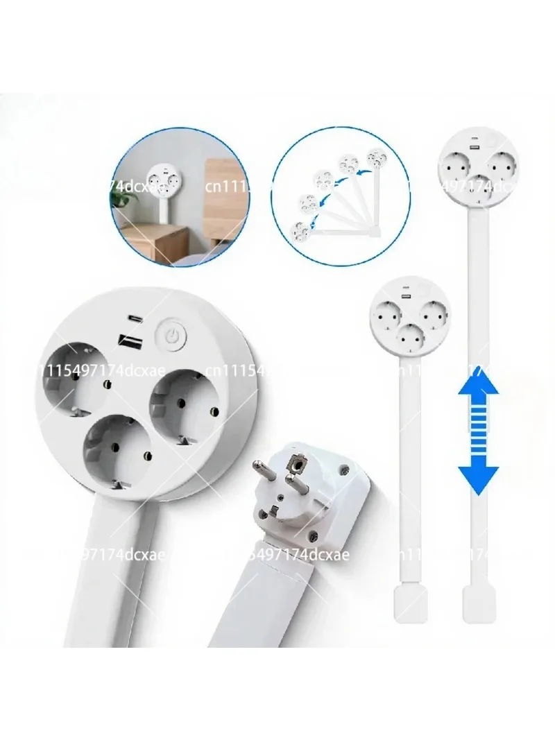 EU Electrical Outlet Extender Plug Wall Socket Extender for Behind Couch Nightstand Desk