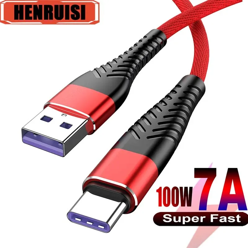 

100W USB To Type C Super Fast Charging Cable Mobile Phone Charger Cable For Samsung Huawei Xiaomi 0.25m 1m 2m 3m Nylon Data Cord