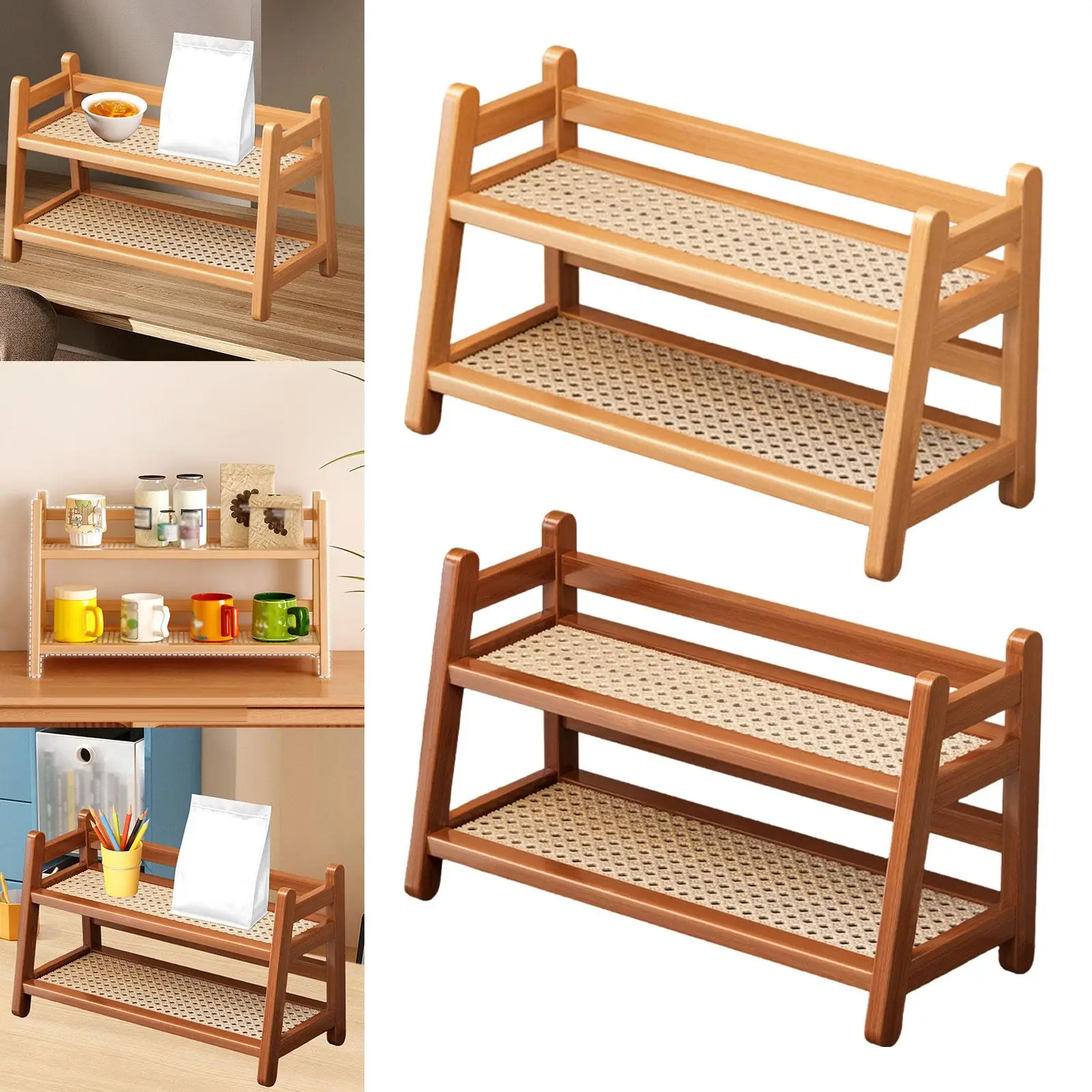 

Water Cup Display Rack Decorative Multifunctional Simple Desk Organizer Double Layer Storage Shelf for Office Home Decor