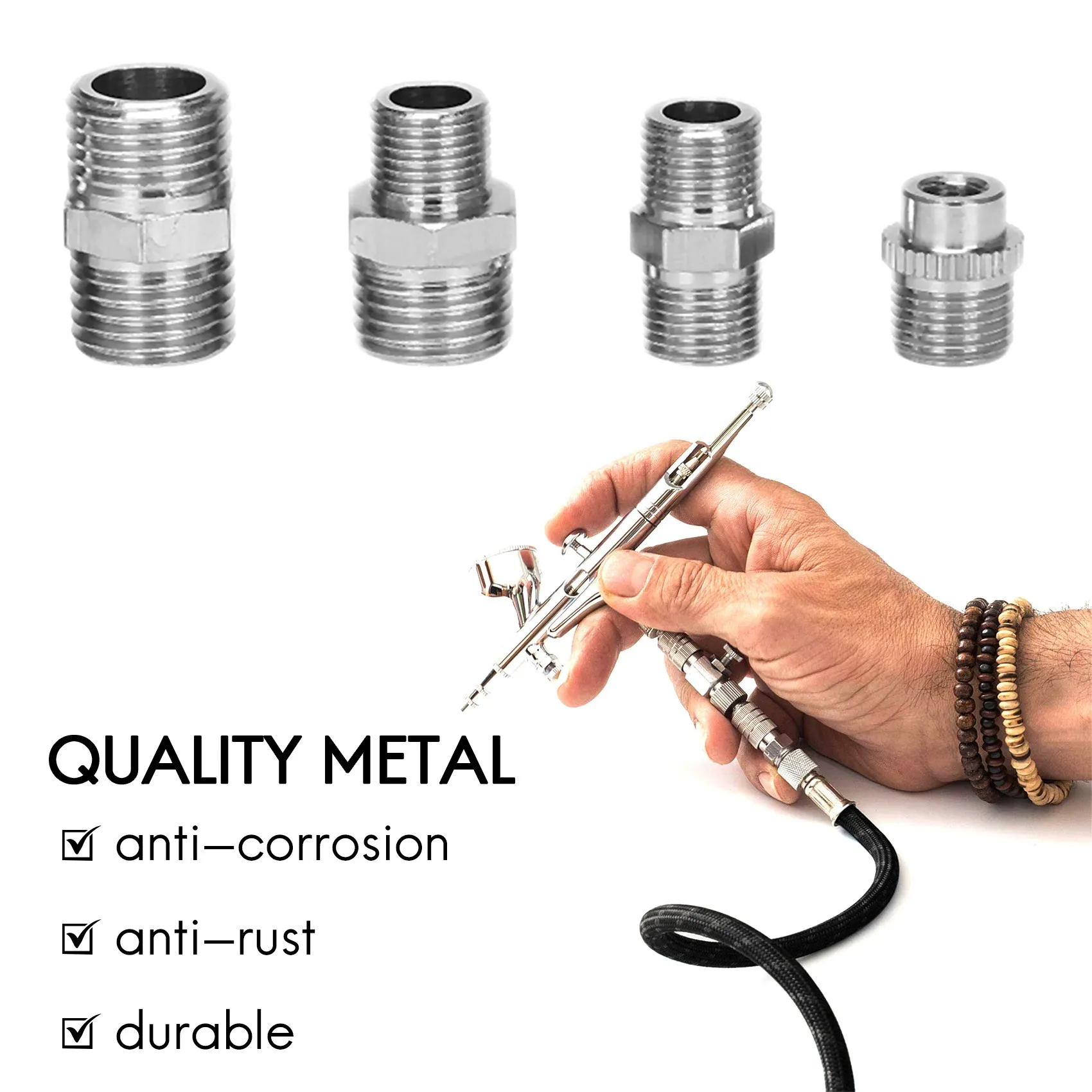 8 Pieces Airbrush Flexible Adapter Fitting Connector Set for Compressor and Airbrush Hose