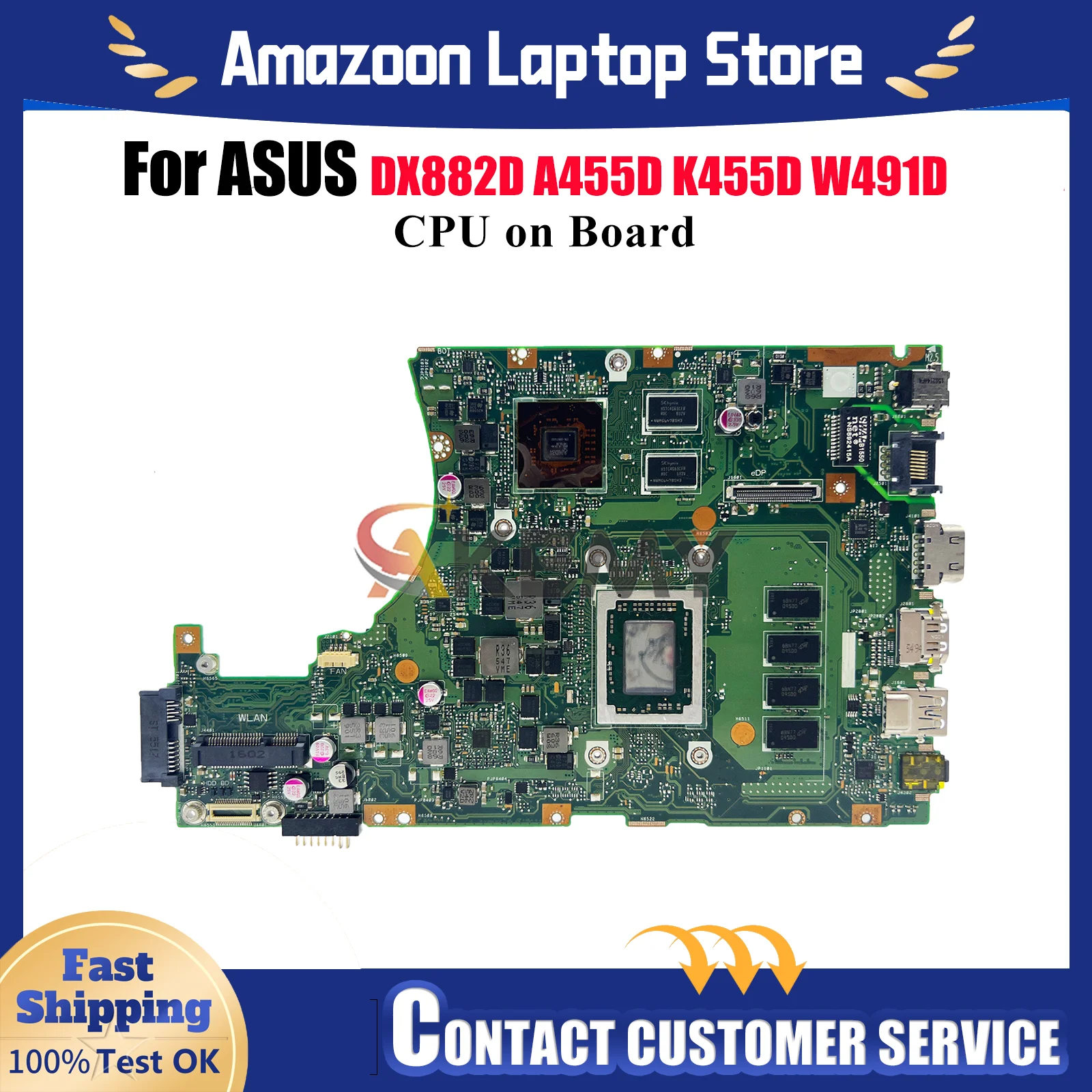 

X455DG Laptop Motherboard For ASUS VivoBook W491D K455D DX882D W419D X455D A455D X455DG Notebook Mainboard W/ CPU fast ship stk
