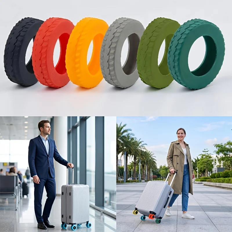 8Pcs Travel Luggage Caster Shoes Universal Wheel Silent Sound Suitcase Wheels Protection Cover Trolley Box Casters Cover