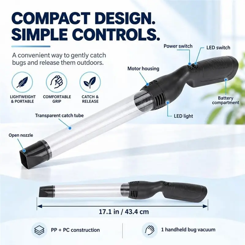 AAAN-Bug Vacuum Catcher Spider Vacuum Catcher And Release Handheld Bug Sucker Vacuum Control For Spiders,Stink Bugs,Moth,Ants