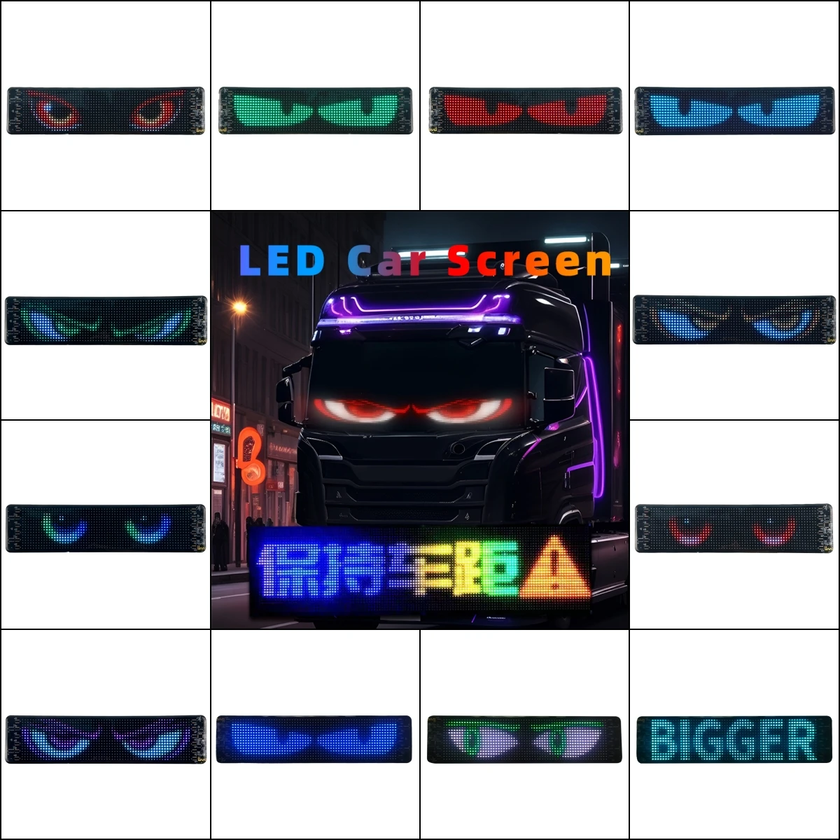 Panneau LED RVB 2 en 1 pour Affichage Publicitaire de Voiture, Affichage Intelligent, Texte Défilant, Graffiti Pixel, DIY