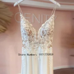 Spaghetti Straps Wedding Dresses High Quality Applique Lace Elegant Bridal Gowns Zipper Back Court Train Vestido De Novia 2024