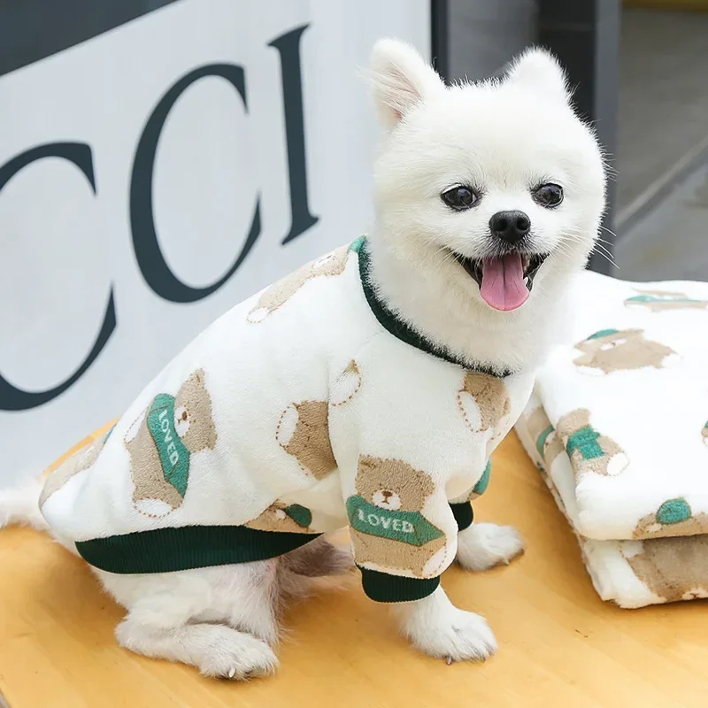 Soft Flannel Pet Vest Winter Warm Dog Clothes for Small Dogs Cute Cartoon Print Puppy Cats Clothing French Bulldog Coat Yorkies