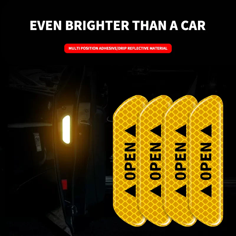 4PCS/set Car Reflective Strips Warning Stickers For Fiat 500 Grande Punto Bravo Doblo Ducato Fiorino Freemont Car Door Stickers