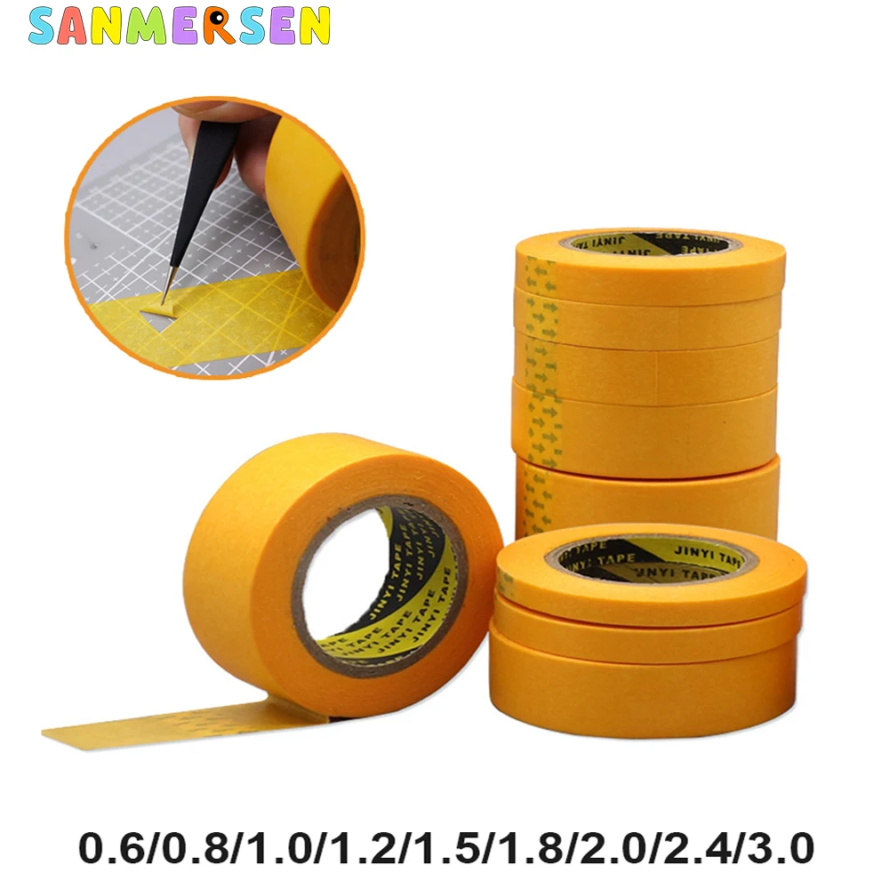 

1/4/6/9 Rolls Yellow Masking Tape Adhesive Tape Textured Paper Car Paint Decoration Seamless Hand Tear Without Mark For Painting