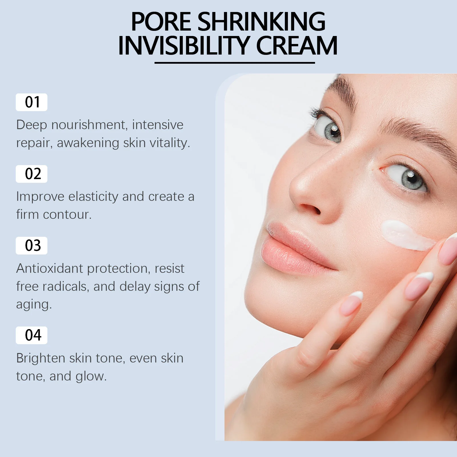 Pore Shrinking Face Cream Large Pores Blackehead Removal Moisturizer Whiten Anti Aging Snail Mucin Protein Hyaluronic Acid Cream