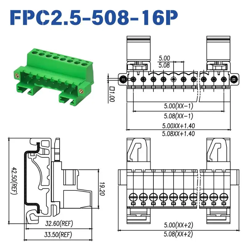 25/50PCS 2EDG-URKM KF2EDG-KRM 5.08mm Pitch Plug-in Separable PCB Terminal Block Wire Connector