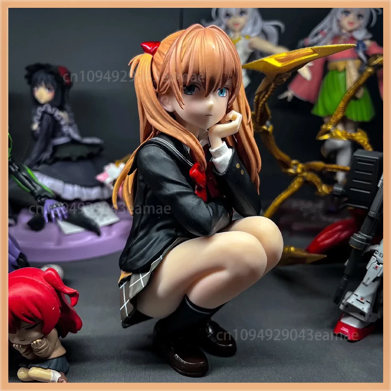 

Academic-Style Squatting Asuka Figure - Anime Girl Collectible Model Desktop Pc Case Decoration Birthday Children Gifts