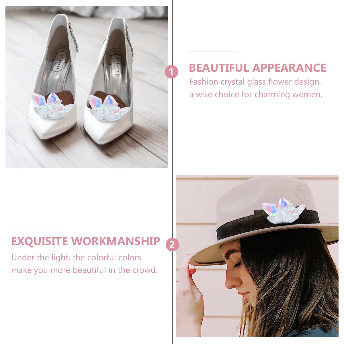 1Pcs Crystal Glass Flower Shoe Decorations DIY Accessories for Women Sandals Boots Flats High Heels Clothing Accessories