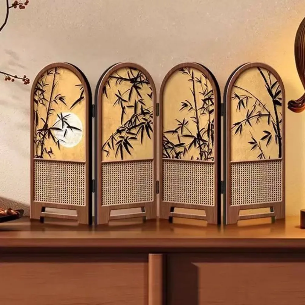 Multicolor Miniature Folding Screen Chinese Retro Tri-fold Quadruple Fold Desktop Scene Layout Model Photo Props Folding Design