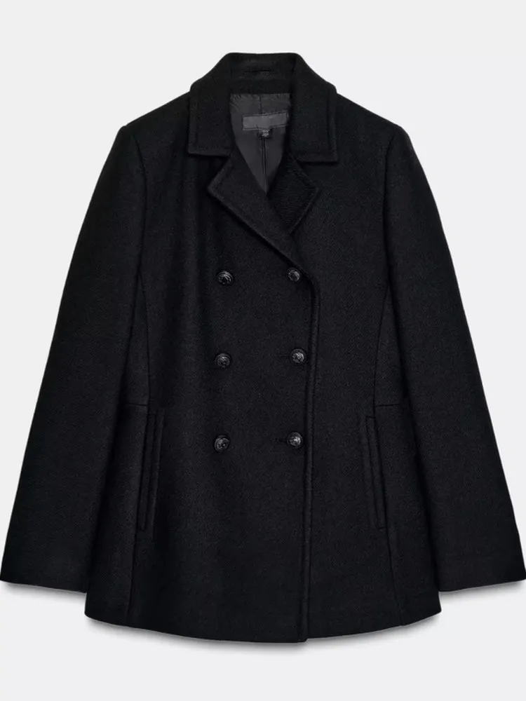 

Ele Commuter Sle, свободное двубортное пальто, новое зимнее модное женское длинное пальто из полиэфирного волокна, классический цвет