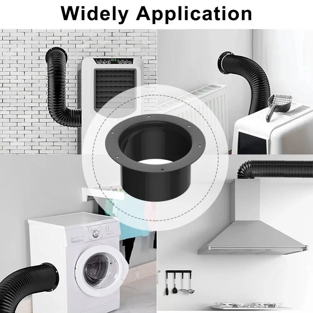 Household Accessories ABS Wall Flange Connector Round Black Exhaust Pipe Connector Air Ducting Connection Ventilation Pipe