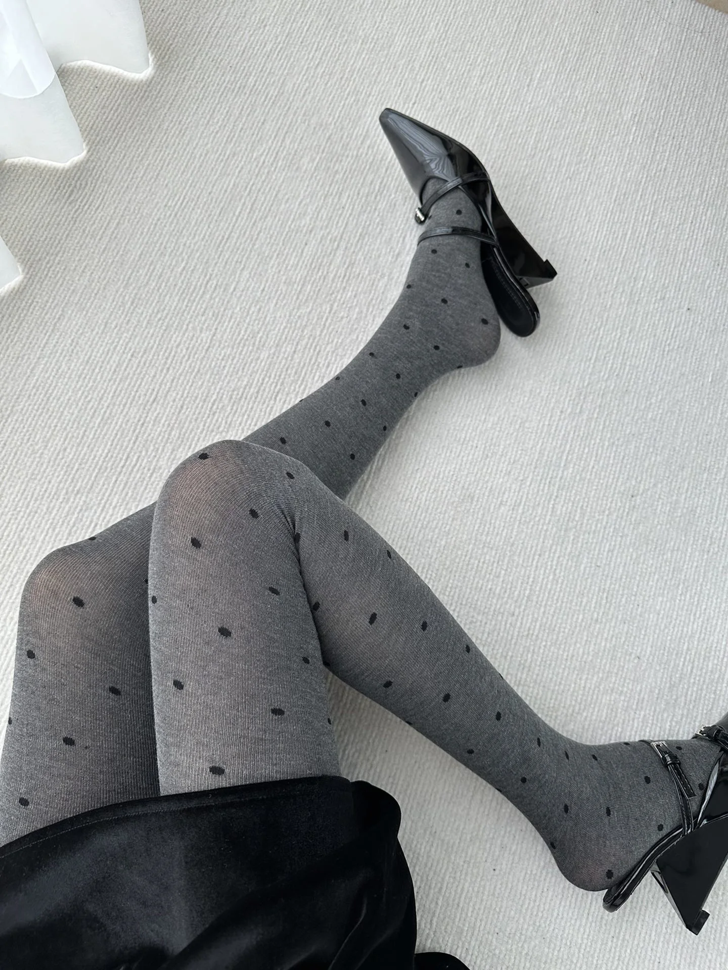 New Gray-black polka dots pantyhose Women tights