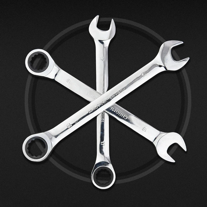 

6/7/8/9/10/11/12/13/14/15/16/17/18/19/20/21/22/24/27/30/32mm Ratchet Metric Wrenches Universal Spanners for Car Repair Hand Tool
