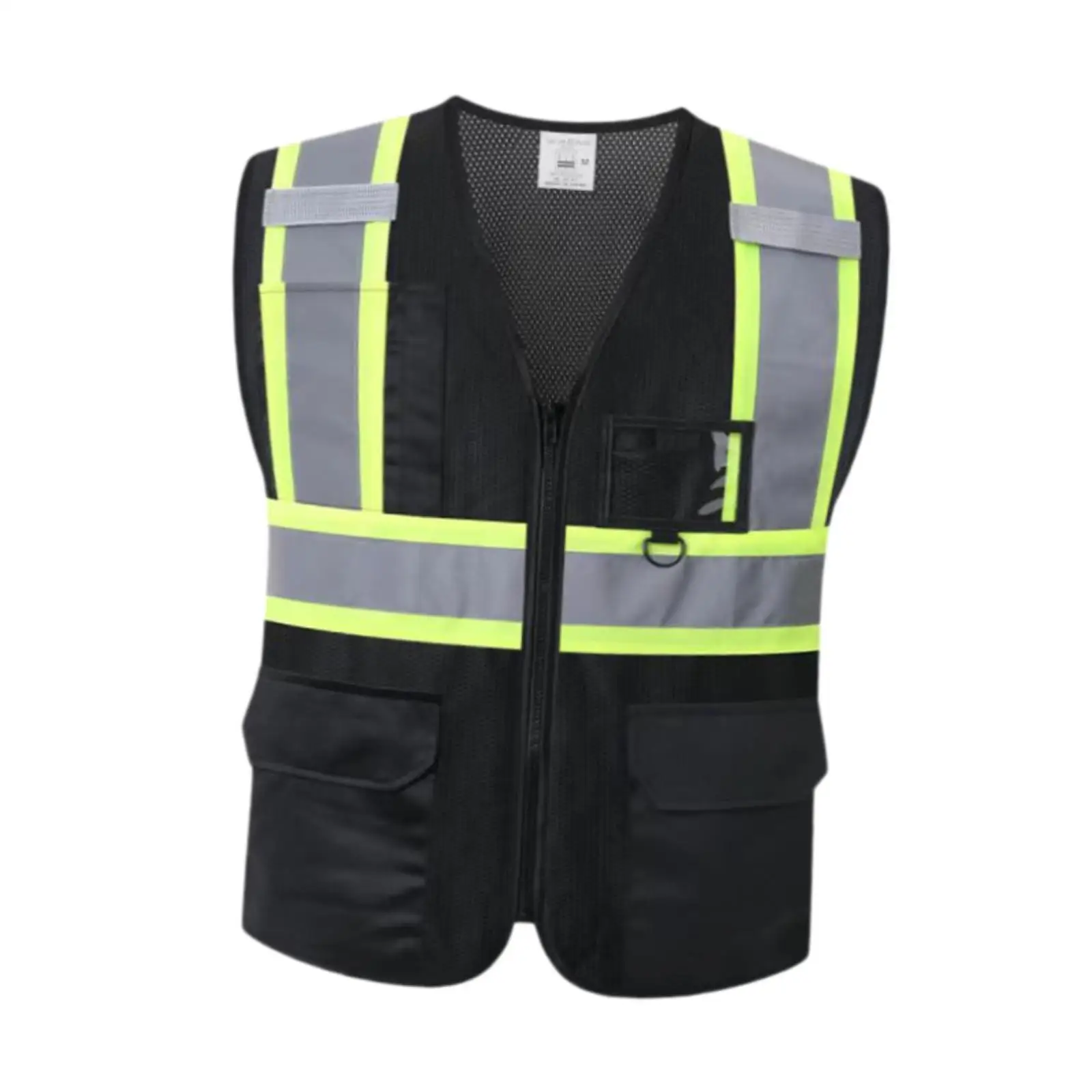 Reflective Safe Vest Reflective Strips Workwear High Visibility with Zipper for Running Walking Hiking Cycling Construction