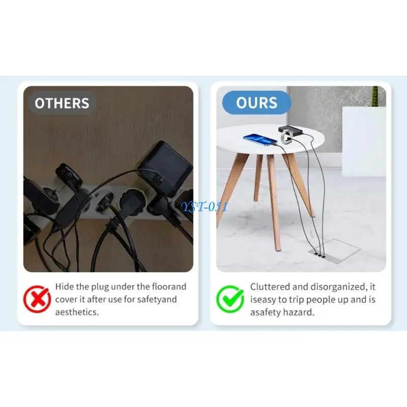 

E15A Stainless Steel Marble Floor Socket Box Flat Floor Concealed Electrical Socket