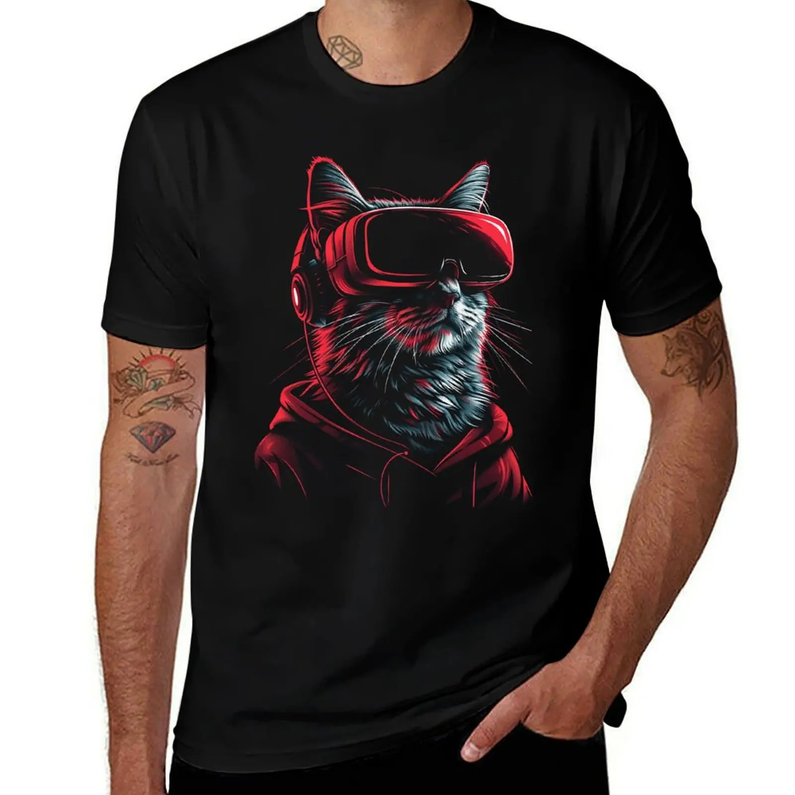 

VR Cyber Cat T-Shirt designer shirts football t shirt funny gifts luxury clothes men