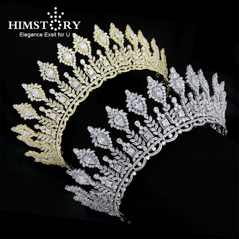 

Himstory Luxury Cubic Zirconia Tiara and Crowns for Women Wedding Bridal Headwear Zircon CZ Prom Party Headpieces Hair Accessori