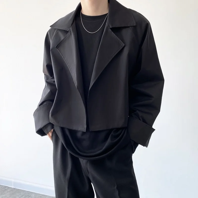 

Мужской костюм-жакет из смесового полиэстера, весна 2025, простой, повседневный, с отложным воротником, модный, для холодной погоды