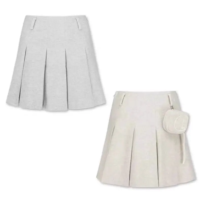 

Women's Solid-Color Golf Skirt with Belted Pleats Outdoor Casual Short Skirt with Anti-Exposure Design