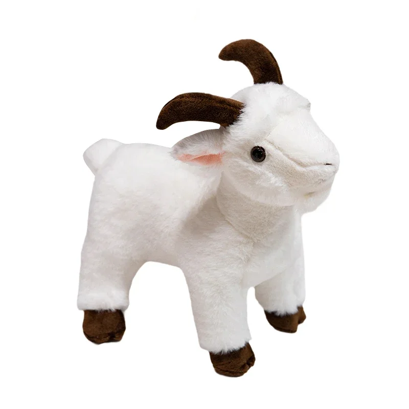 Jouets en peluche de chèvre de Simulation 30-40cm, poupées de chèvre blanche et noire de la vie réelle, jouet Animal doux en peluche, cadeaux créatifs pour ami