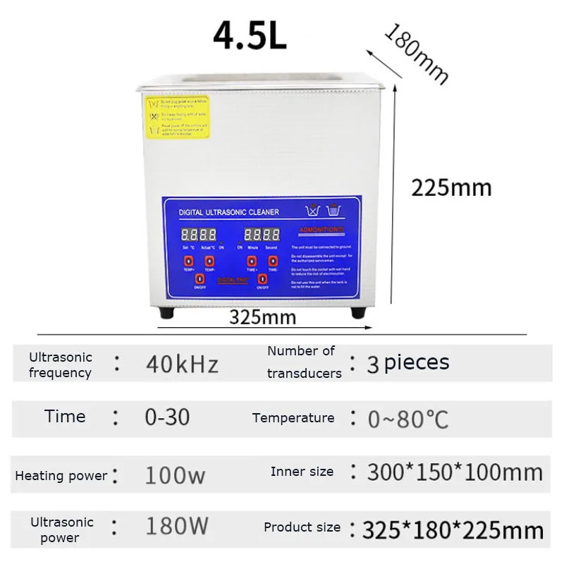 Ultrasonic Cleaning Machine Commercial Industrial 4.5L Oil Small Laboratory Hardware Rust Removal Dust Washing Equipment