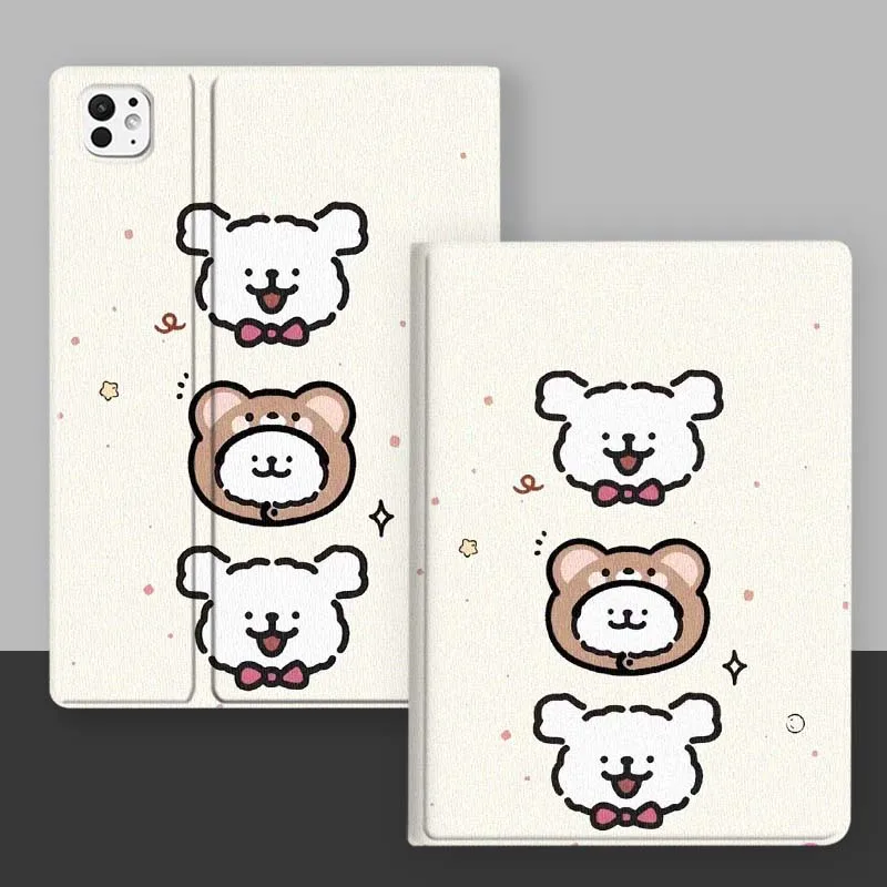 Cartoon White Bear Smile For iPad Pro Mini Air 1 2 3 4 5 6 7 10 11 th 8 9 gen 11 M4 M5 Foldable Tablet Case Cover