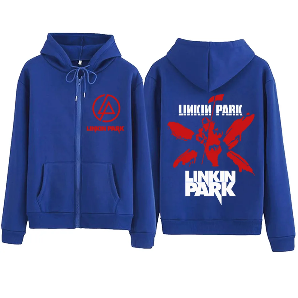 LinkinPark Hoodie ritsleting, atasan Pullover Harajuku bermusik Populer