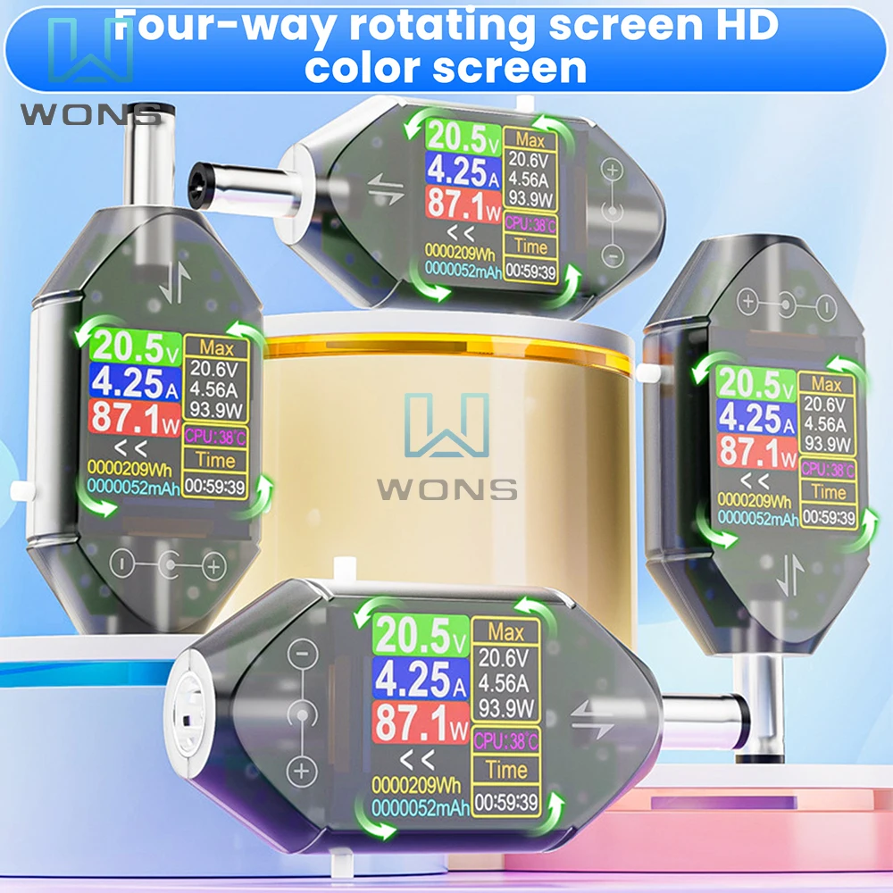DT550 Meteran Daya Arus Tegangan DC Tampilan Digital Presisi Tinggi DC 5.5*2.5 Instrumen Pengujian Antarmuka DC 4.5-50V 0-12A