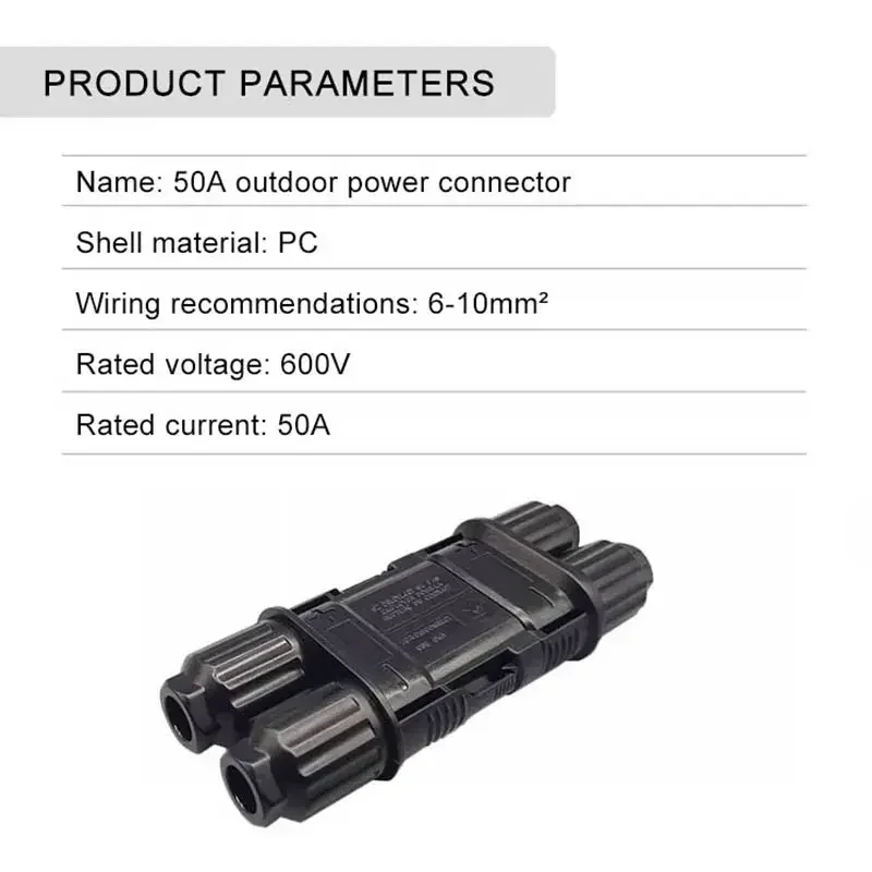 50A Waterproof Male Female Connector IP68 Parking Air Conditioning Retrofit Plug 6-10AWG Wire 12V/24V Generator Battery Joint