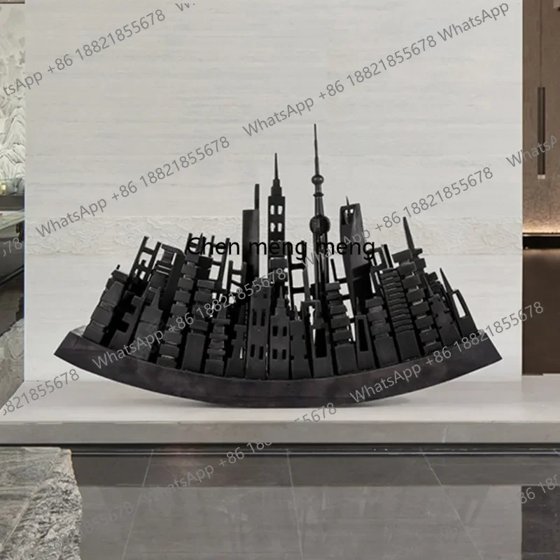 N138Abstract wood carving floor-to-ceiling ornaments Hotel sales center Model room Entrance decorative sculpture artwork