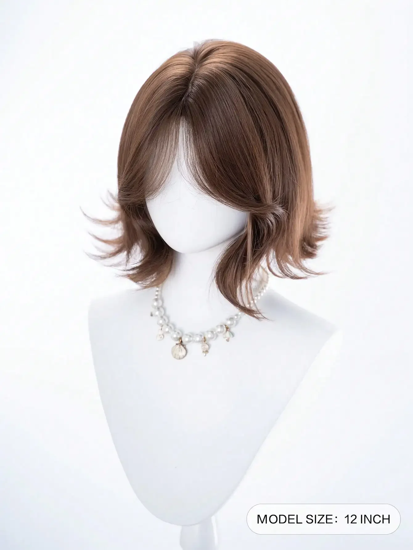 

12-Inch Long Synthetic Short Bob Wig Featuring A Natural Curly Hair Look A A Stunning Brown. Designed With Bangs , This False Hairpiece Is Perfect For Ms Daily Use, Offering A Natural And Natural Durable Wig Gift For Ladies.