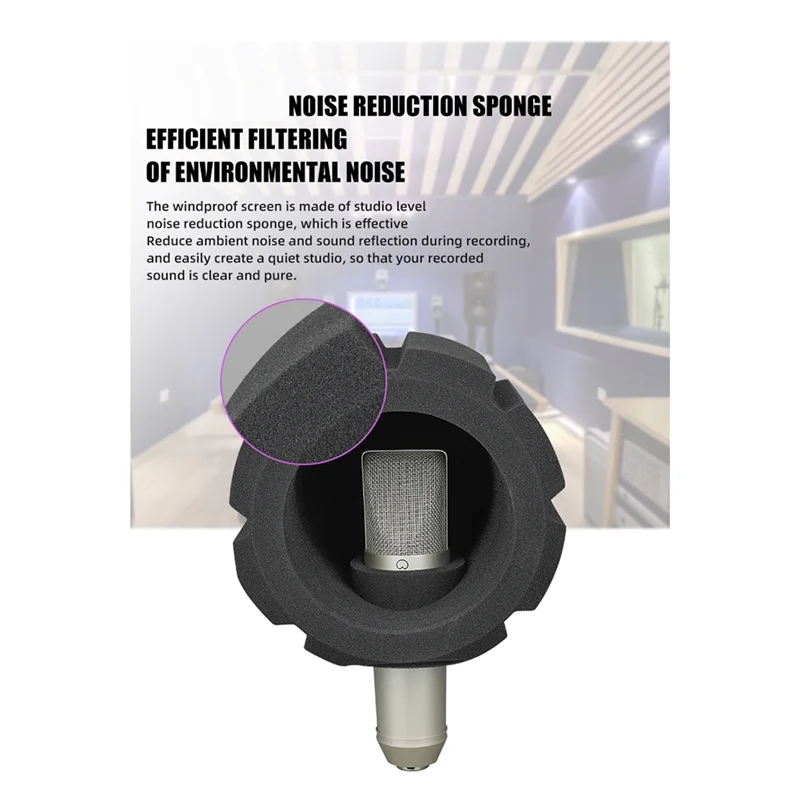 B34B-F2 Professional Condenser Microphone Studio Screen Acoustic Filter Windscreen Recording Microphone Filter Black Net