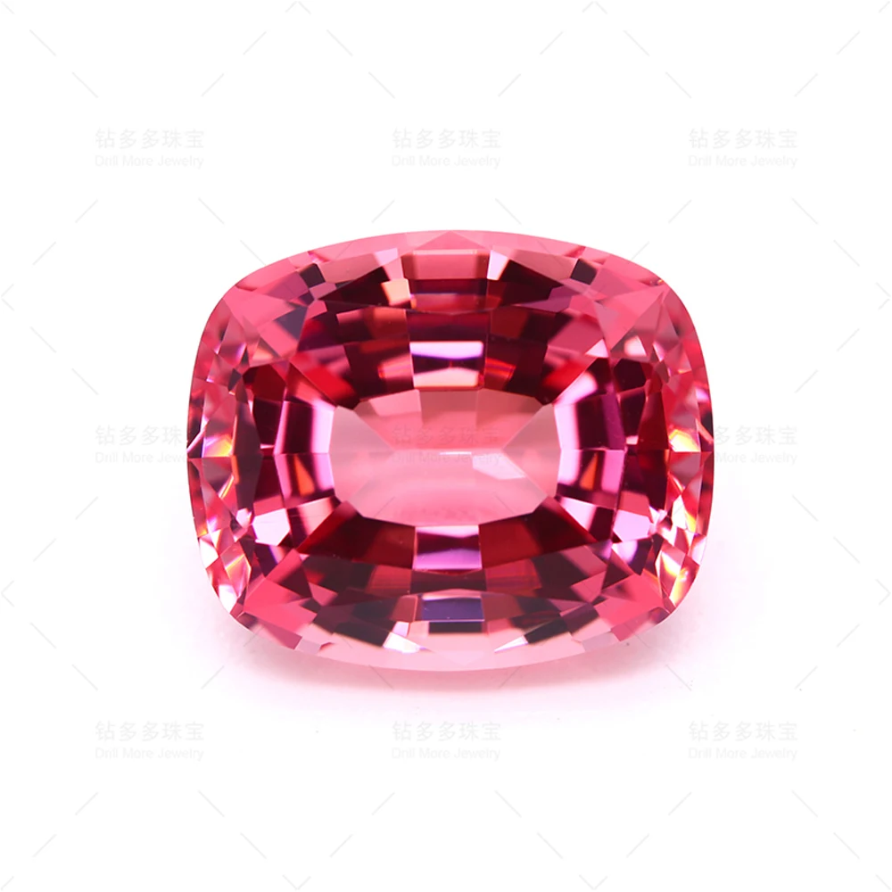 Lab Grown Sapphire Pink Square Decorative Beads for DIY Jewelry Making Rings Optional AGL Certificate