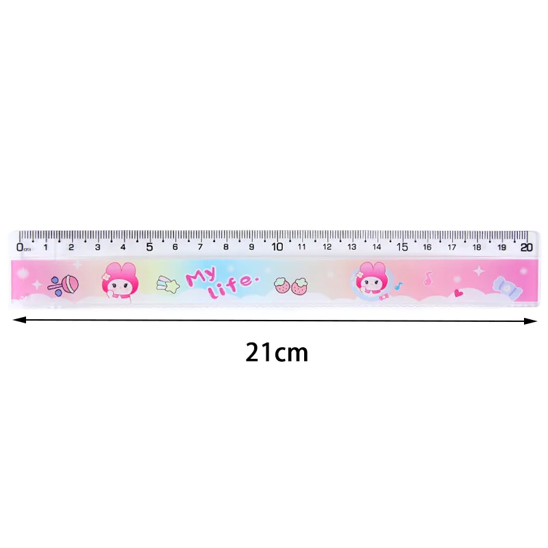 Cartoon Cute Plastic Kuromi Melody Ruler Straightedge Protractor Portable Measuring Tools Students School Office Supplies