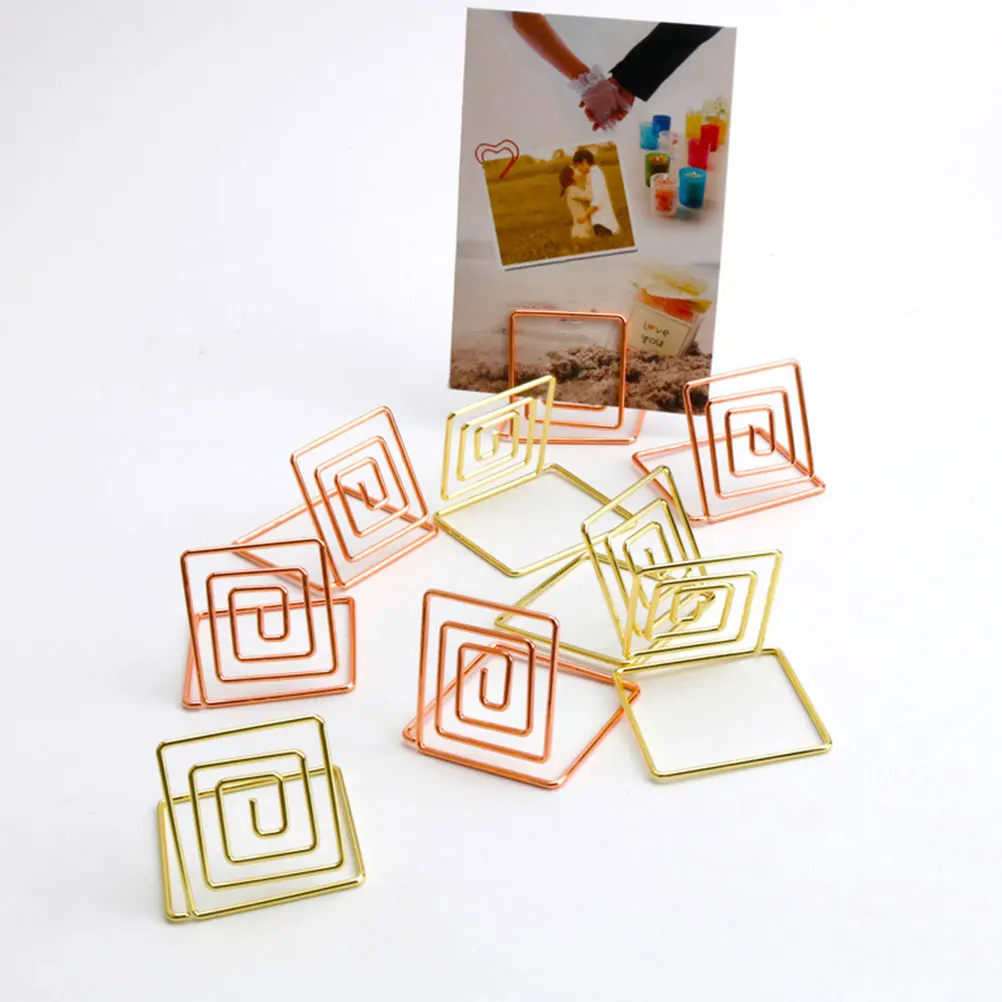 

16 pcs Square Memo Holder Reusable Place Card Stand Sturdy Desktop Organizer Wedding Birthday Graduation Decorations Rose Gold