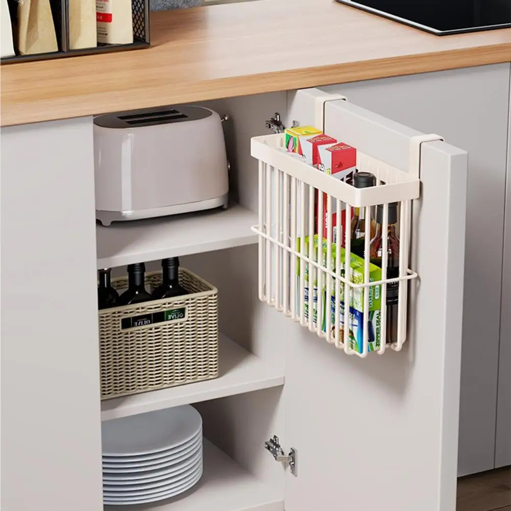 Wall-mounted Storage Basket Hanging Storage Basket Organizer for Kitchen Cabinet Door Wall Mounted Self Adhesive Basket Behind