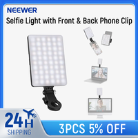 NEEWER Selfie Light with Front & Back Phone Clip, High Power 60 LED 2000mAh Rechargeable CRI 95+ 3 Modes Light for Tablet/Laptop