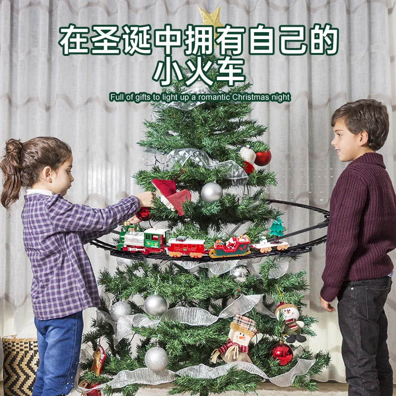 รถไฟของเล่นไฟฟ้าคริสต์มาส ของขวัญแขวน ซานตาคลอส ไฟ ดนตรี รถไฟของเล่นคริสต์มาส