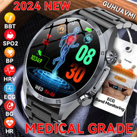 Brand-new Medical Grade SmartWatch Men Laser Treatment Three High ECG+PPG Blood Glucose Body Temperature BT Call Health bracelet