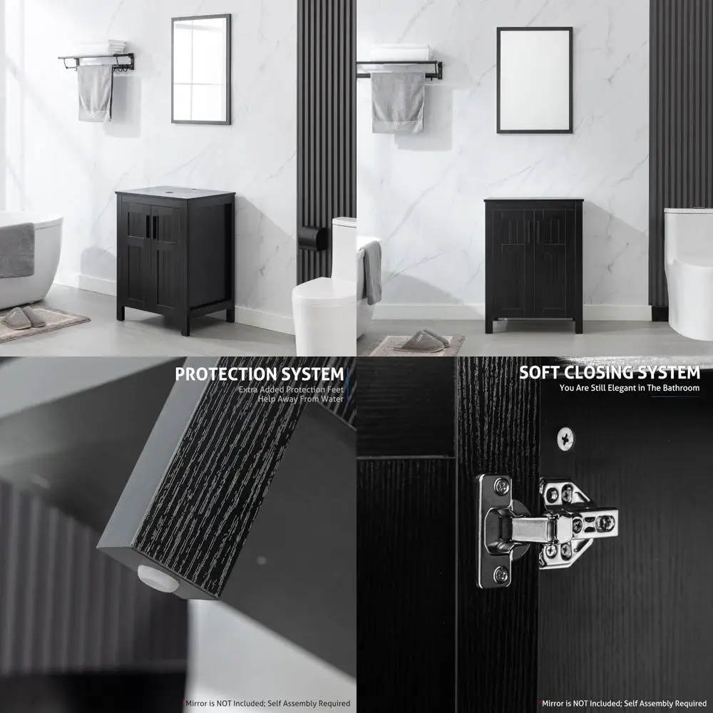 خزانة حمام حديثة قائمة بذاتها مع خطوط مستقيمة، مجموعة 24 حوض، تصميم معاصر بدون حوض B50